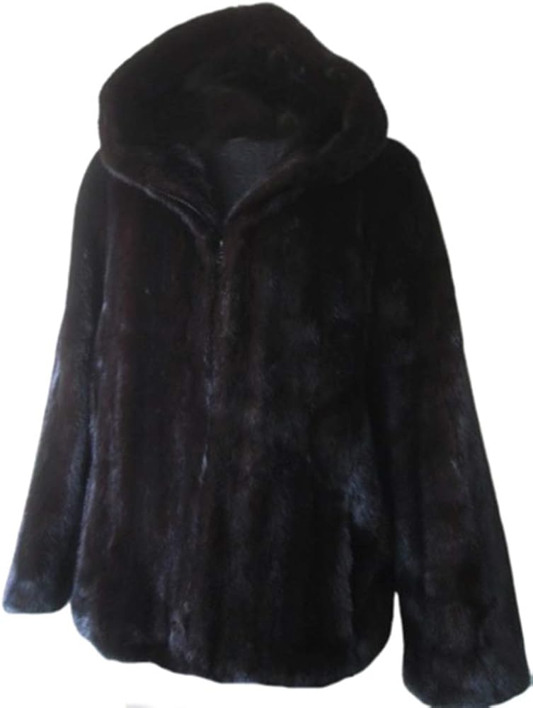black mink jacket with hood