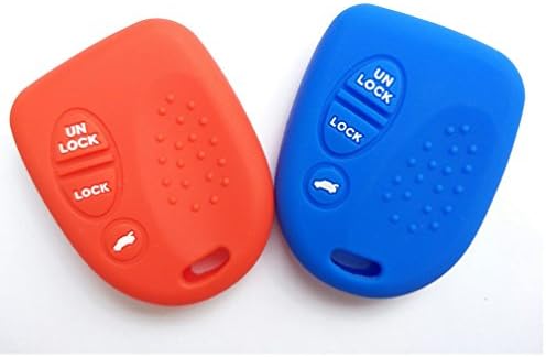 2Pcs MJKEY Blue Red Silicone 3 Buttons Keyless Entry Remote Smart Key Case Cover Fob Skin Jacket Holder Protector for 2004 2005 2006 GM Pontiac GTO QQY8V00GH40001