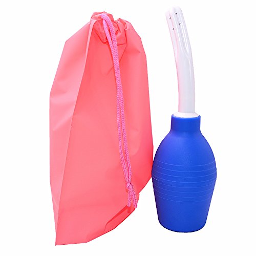 Jsentai Enema Bulb Anal Douches with Waterproof Drawstring Storage Bag FDA Approved Medical PVC Material Perfect for Women and Men Capacity 10.5oz (1 Large, Blue)