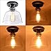 HMVPL Ceiling Light Fixtures, Industrial Glass Pendant Lamp Shade, Farmhouse Semi Flush Mount Ceiling Light for Kitchen Island Dining Room Bedroom Foyer Hallway Entryway