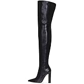 LINMUYOUJIA Thigh high boots Womens Chunky heels Over the knee boots Pointed toe side Back zipper brown leopard high heel Knee high pink boots