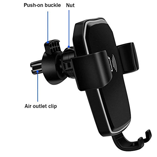 VOVI Wireless Charger Holder for 2-in-1 Car 360° Rotation Vehicle Charger Gravity Sensor Snap-Type Outlet Universal iPhone Samsung Wireless Fast Charger