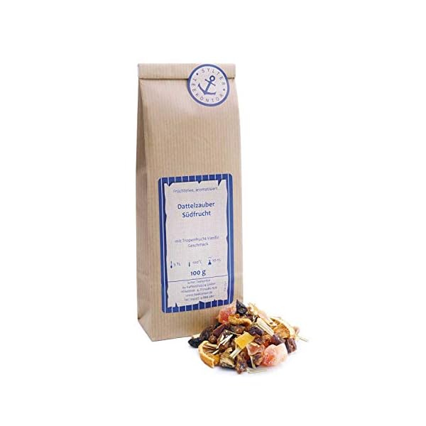 Früchtetee lose Dattelzauber Südfrucht Dattel Korinthen Orange Ananas Mango Papaya Zitronengras Früchte Tee mit…