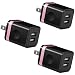 USB Wall Charger, BEST4ONE 2.1A/5V Dual Port USB Plug Power Adapter Charging Block Cube Compatible with Moto, Phone XR/XS/X 8/7/6 Plus, Samsung, Google Pixel, LG (Black/Rose) 3-Pack