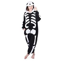 Emolly Fashion Adult Skeleton Animal Onesie Costume Pajamas for Adults and Teens (Small, Skeleton) Black/White