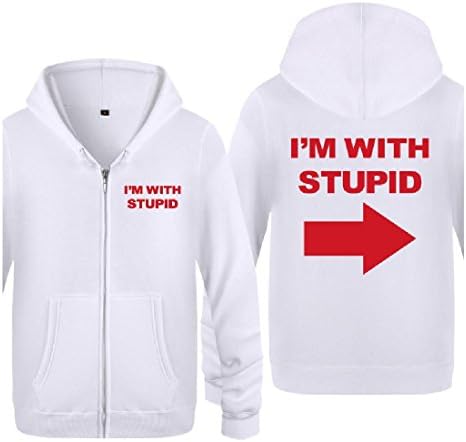 Sheng XiMen Full-Zip Vogue I'm with Stupid Letter Printed All-Match Cardigan Coat 5 M