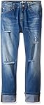 7 For All Mankind Little Girls' the Josefina Boyfriend 5 Pocket Skinny Stretch Denim Jean, White Bright Bluebell, 6