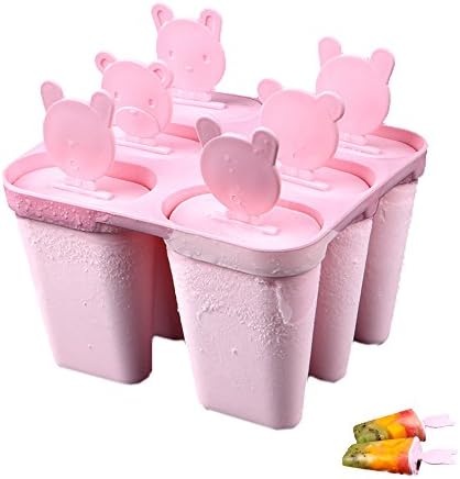 Popsicle Molds Set of 6 Ice Pop Mold Maker Popsicle DIY Mould Tool Plastic With Bear Shape Handle