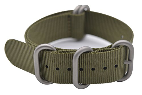 ArtStyle Watch Band with Colorful Nylon Material Strap and Heavy Duty Brushed Buckle (ArmyGreen, 22mm)