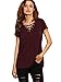 MakeMeChic Women's Short Sleeve V Neck Lace Up T-Shirt Top Burgundy M
