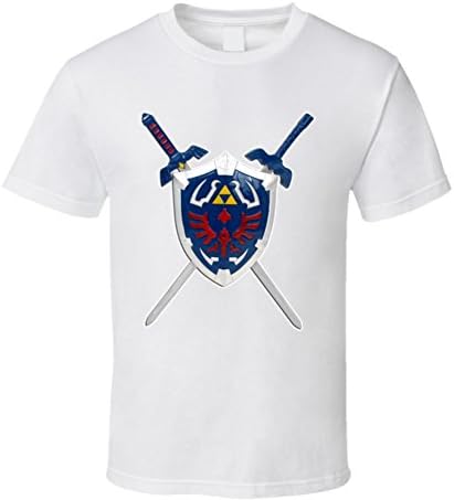 Zelda Hyrule Shield And Swords Video Game T Shirt L White