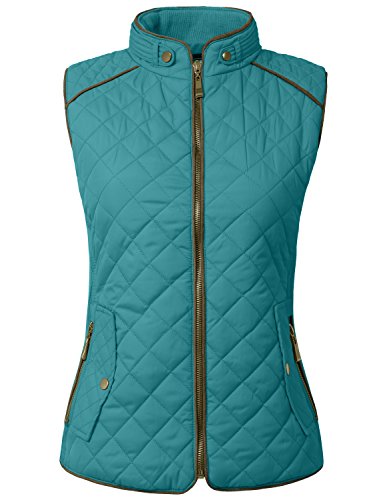 NE PEOPLE Womens Lightweight Quilted Zip Vest-JADE-L