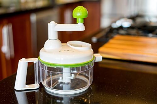 Multi-Functional Manual Food Processor - Vegetable Slicer, Fruit Slicer, Egg Beater and Separator and Citrus Juicer. 4 Stainless Steel Blades - Dishwasher Safe (Deluxe Set)