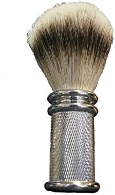 Hand Made Pure Silver Tip Badger Hair Shave Brush with Chrome Metal Handle