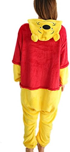 Adult Unisex Winnie Cosplay Costume Pooh Pajamas Onesie (X-Large) Red and Yellow
