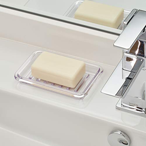 InterDesign Plastic Bar Soap Dish for Bathroom Sink or Shower Ridged