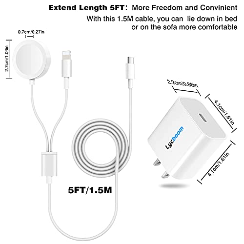 USB C Charger. 20W Fast 2 in 1 Charging Station Cable (5FT) for Apple
