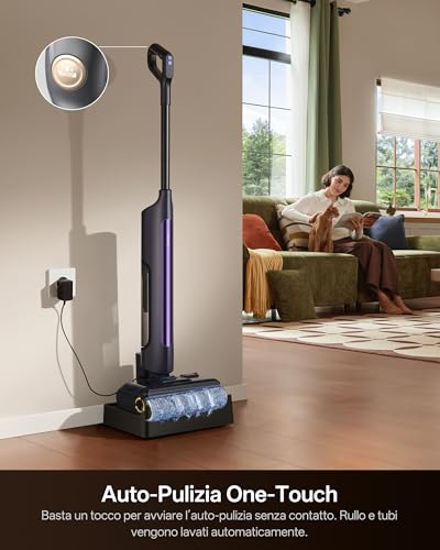 Ultenic AC1 Triflex Vacuum Cleaner, 180° Flat Design, 0.01 mm Edge Cleaning, 3-in-1 Wireless Floor Washer, Self-Cleaning, 55 Minutes Autonomy, Anti-Tangle, Voice Assistant 5 Languages