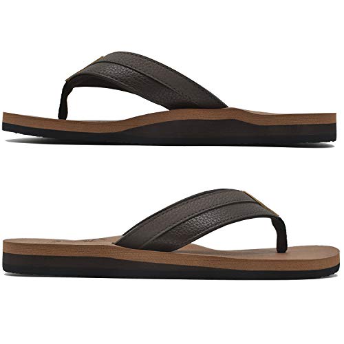 KUAILU Men's Yoga Mat Leather Flip Flops Thong Sandals with Arch Support Pricepulse