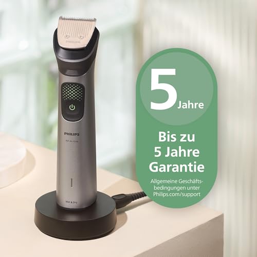 PHILIPS Multigroom Series 9000 All-in-One 19-teiliger Barttrimmer und Haarschneider + OneBlade-Trimmer - Komplettes Pflegeset für Gesicht, Kopf & Körper, 27 Längeneinstellungen (0,2-20 mm), MG9556/15 10