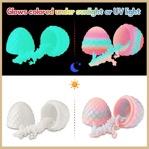 JOMBY 12 Pieces 3D Printed Dragon Eggs, Mini Dragon Egg Set, Movable Crystal Dragon, Easter Eggs, Easter Gifts Kids - Suitable as Toys from 5/6/7/8/9 Years Boys Girls