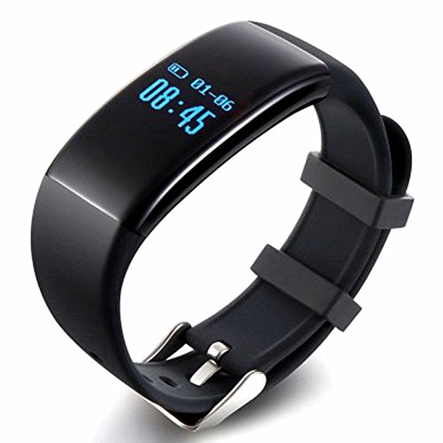 Lincass Fitness Tracker Waterproof Smart Bracelet Heart Rate Monitor Wristband Pedometer Step Walking Distance Calorie Counter Smart Watch Fitness Tracker for iOS Android Smartphone (Black)