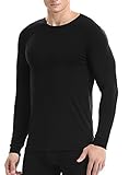 David Archy Men's 2 Pack Long Base Layer Undershirts Underwear Crew Neck Thermal Tops