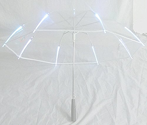 New Arrival Rib Light up Blade Runner Style LED Umbrella with Flashlight (White)