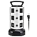 Power Strip Tower JACKYLED Surge Protector Electric Charging Station 3000W 13A 10 Outlets 4 USB Ports with 16AWG 6.5ft Heavy Duty Extension Cord Universal for Home Office primary