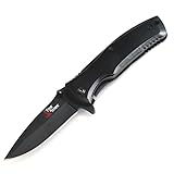 Tactical Knife - Spring Assisted Open Folding Pocket Knife - Black Titanium coated Stainless Steel Blade True Strike TS-848
