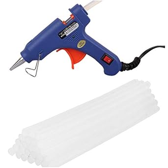 Wadro (SUPER/4K) 40W 40WATT Mini HOT MELT GLUE GUN (ON OFFSwitch & LED Indicator) With 20 Long Glue Sticks(7mm) (Blue)