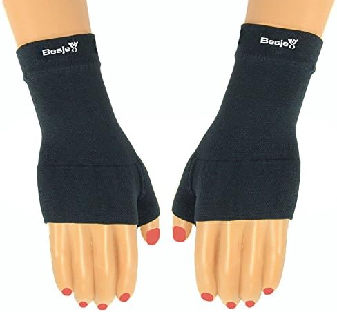 Besjex ® Compression Wrist Sleeve (1 Pair) for Men &amp; Women - Great for Volleyball, Basketball, Baseball - Satisfaction Guaranteed (Small, Black)