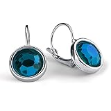 Leverback Dangle Earrings,UHIBROS Stainless Steel Cubic Zirconia Round Drop Earrings