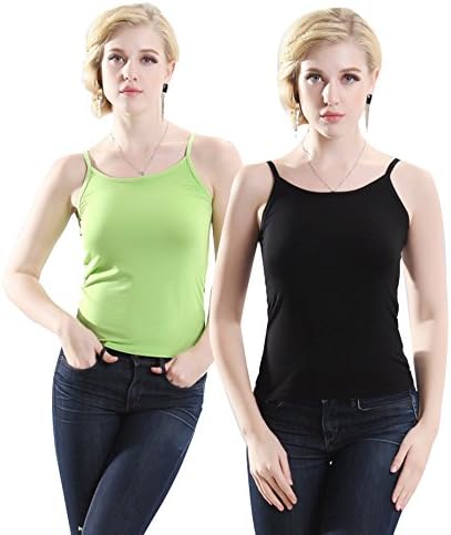 Plumsika Women's Active Camisole Spaghetti Straps Tank Top 2 Pack