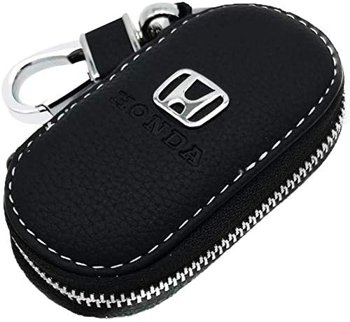 Car Key Case,Genuine Leather Case with Stainless Steel Hook Remote Key Fob Case with Metal Zipper Keychain Suit for Men Women (Color : for Honda)