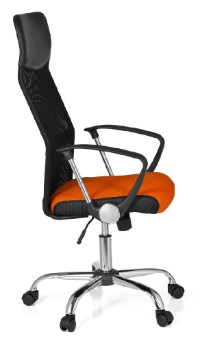 Sedia-Girevole-Orion-Net-Tessuto-Netto-Arancione-Nero-Cromo