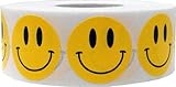 InStockLabels Smiley Face Stickers 1 Inch 1,000 Adhesive Stickers, Yellow