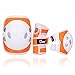 JBM Child Kids Bike Cycling Bicycle Riding Protective Gear Set, Knee and Elbow Pads with Wrist Guards Multi-sports: Rollerblading, Skating, Volleyball, Basketball, BMX (Nylon Cloth Orange, Child/kids)