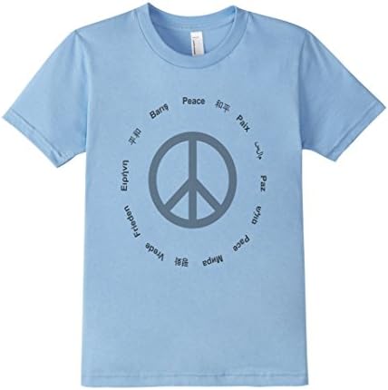 Kids Peace T Shirt (14 languages) 4 Baby Blue