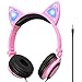 Kids Headphones,On-Ear Comfortable with Cute LED Glowing Cat Ears Headphones for Kids,Lightweight Noise-Canceling Headset for Children Toddler Girls Boys Headphones for Cellphones Ipad Tablet (Pink)thumb 1