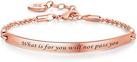 Annamate Inspirational Quote Bar Bracelet Engraved Message Bracelets, Cuff Bracelets, Women Jewelry