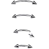 Dyknasz Internally Threaded Eyebrow Piercing Jewelry Titanium Curved Barbell Tiny Eyebrow Ring Vertical Labret Lip Jewelry Ear Rook Small Belly Button Ring for Women Men 16g 6mm/8mm/10mm/12mm