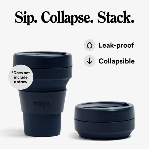 STOJO Collapsible Travel Cup Denim, 470ml LeakProof Reusable ToGo