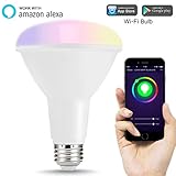 LOHAS Smart WiFi LED Light Bulb BR30, Multi Color Changing Flood Lights, 10W Equal to 75W-80W Bulbs, 1000LM Smart Home LED Recessed Lighting for Kitchen, No Hub Required, Compatible with Alexa