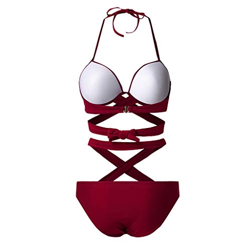 KonJin-Damen-Brazilian-Push-Up-Bikini-Set-Mit-Bikini-Neckholder-Triangle-Oberteil-Und-Sexy-Brasil-Bikini-Bikinihose-Bottom-Geteilter-Zweiteiliger-Badeanzug