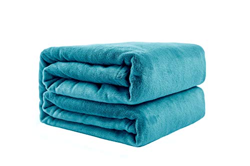 Love's cabin Flannel Fleece Blanket King Size Teal Bed Blanket, Extra Soft Double Side Fuzzy & Plush Summer Blanket Couch, Fluffy Cozy Blanket for Adults Kids or Pet (Lightweight,Non Shedding)