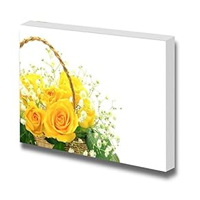 Canvas Prints Wall Art - Basket of Yellow Roses Accented with Baby
