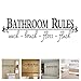 5x23inch Removable DIY Black Vinyl Quotes Wall Stickers Lettering Art Bathroom Rules Wash Brush Floss Flush Wall Decals Education Murals Decor for Home Wall Kids Bathroom Toilet Nursery School