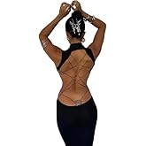 WDZIZFG Women's Solid Color Sexy Backless Bowknot Dress Party Cocktail Long Dresses