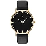 WRISTOLOGY Stella Womens Gold Black Boyfriend Watch Changeable Leather Strap Band